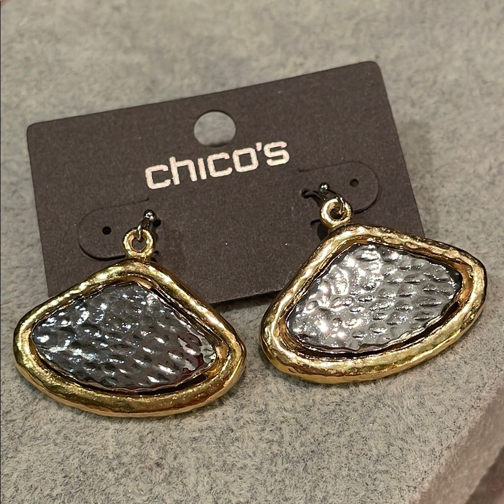 Chico's Gold and Silver Organic Drop Earrings